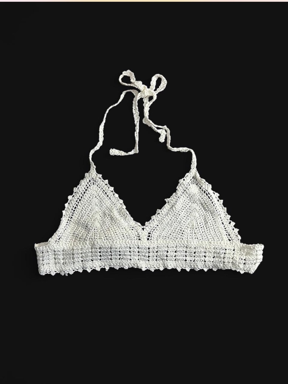 Crochet Triangle Bralette - White